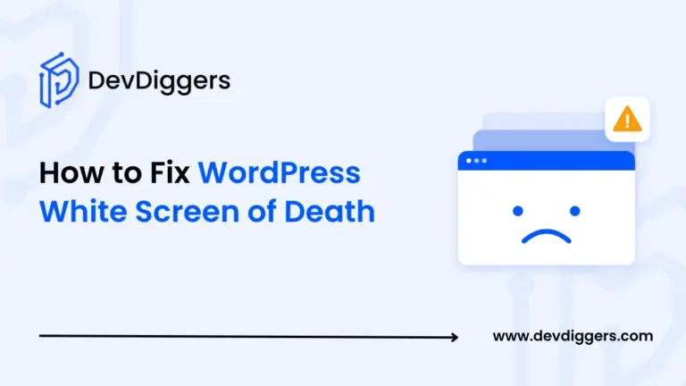 Flat browser window with a sad face beside the title How to Fix WordPress White Screen of Death