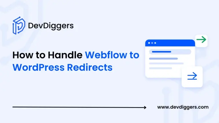 Flat browser window with a redirect arrow card for moving Webflow to WordPress