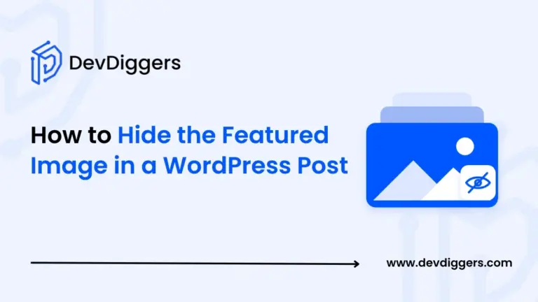 Flat image card with hidden eye icon beside the title How to Hide the Featured Image in a WordPress Post