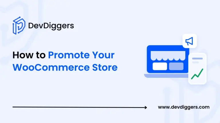 Flat laptop and phone with megaphone icon beside the title How to Promote Your WooCommerce Store
