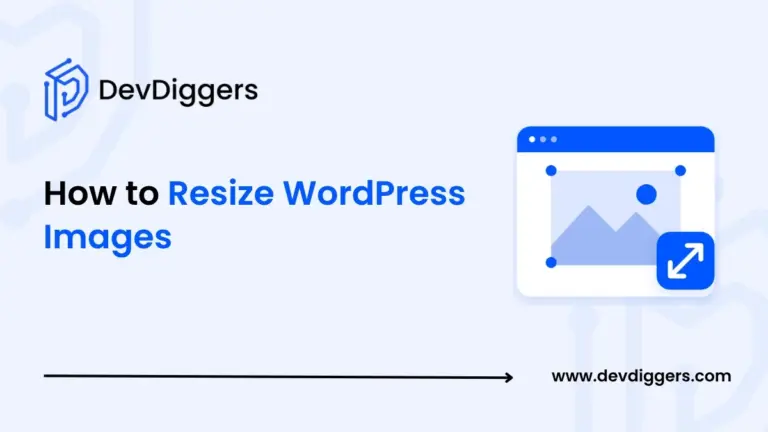 Flat browser window with image and resize arrows icon beside the title How to Resize WordPress Images