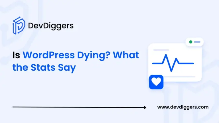 Flat heartbeat dashboard icon beside the title Is WordPress Dying What the Stats Say