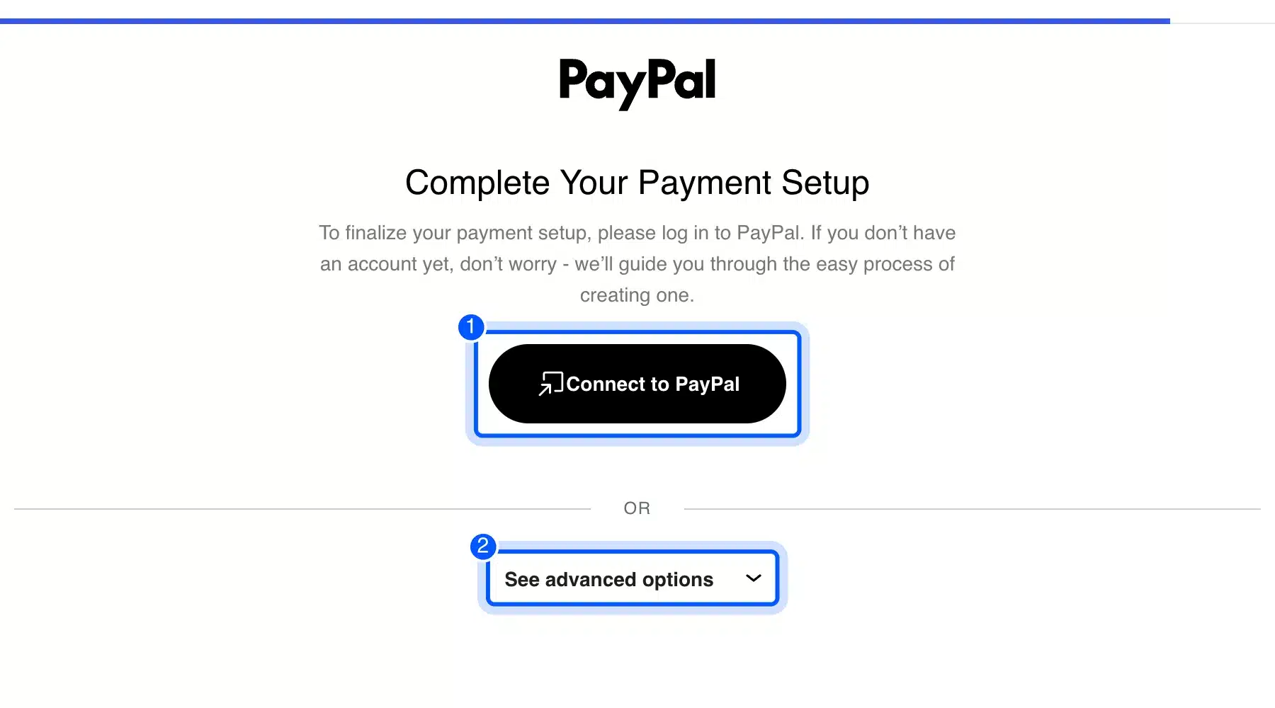 Connect to PayPal button in the WooCommerce PayPal Payments setup