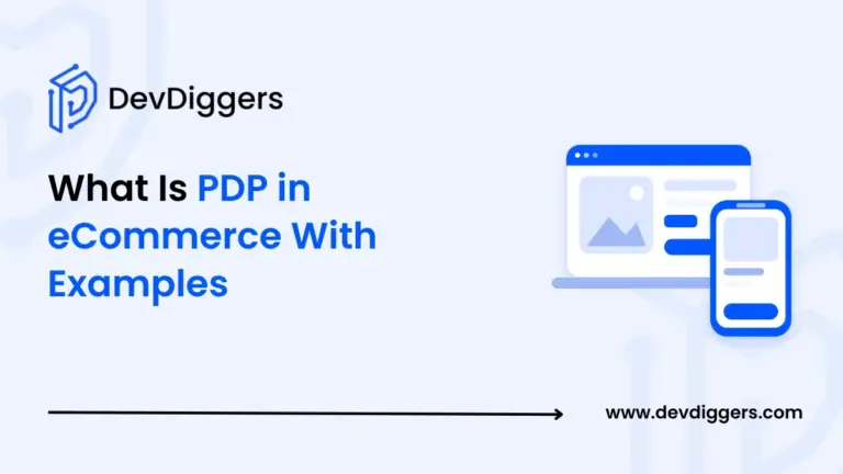 Flat laptop and phone showing a product page beside the title What Is PDP in eCommerce With Examples