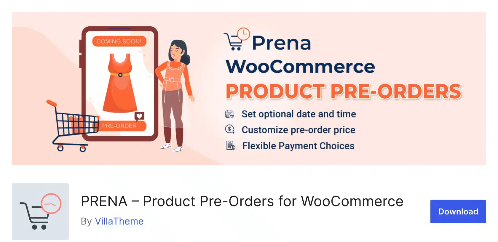 PRENA Product Pre-Orders for WooCommerce listing on WordPress.org