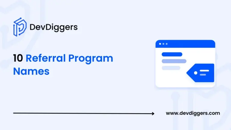Flat browser window with name tag icon beside the title 10 Referral Program Names