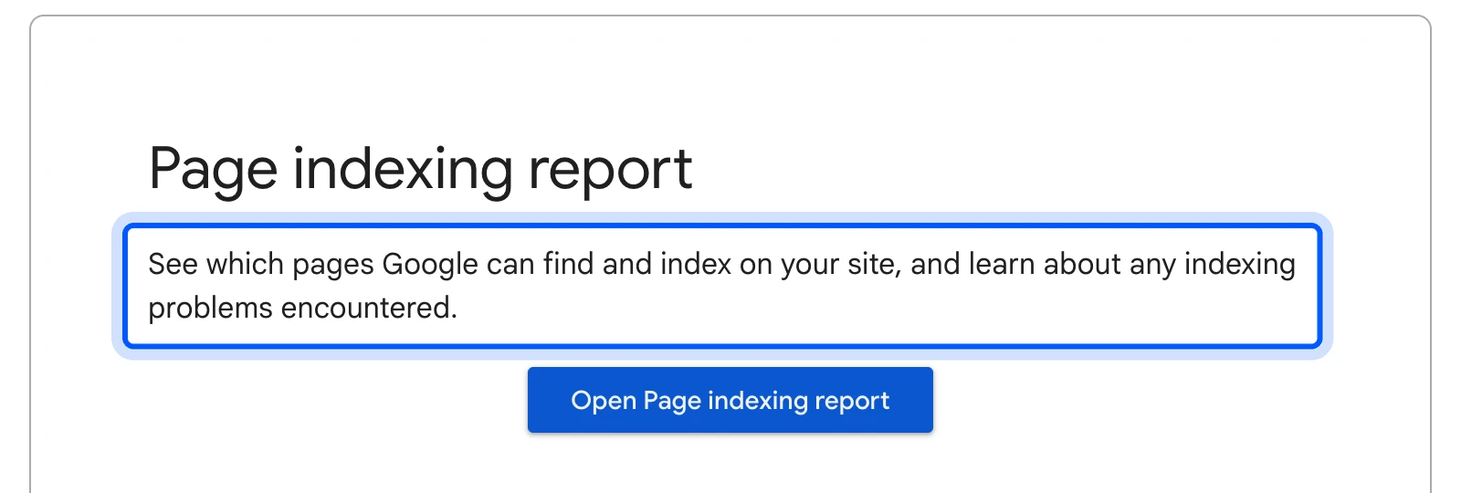 Google Search Console Page indexing report help page