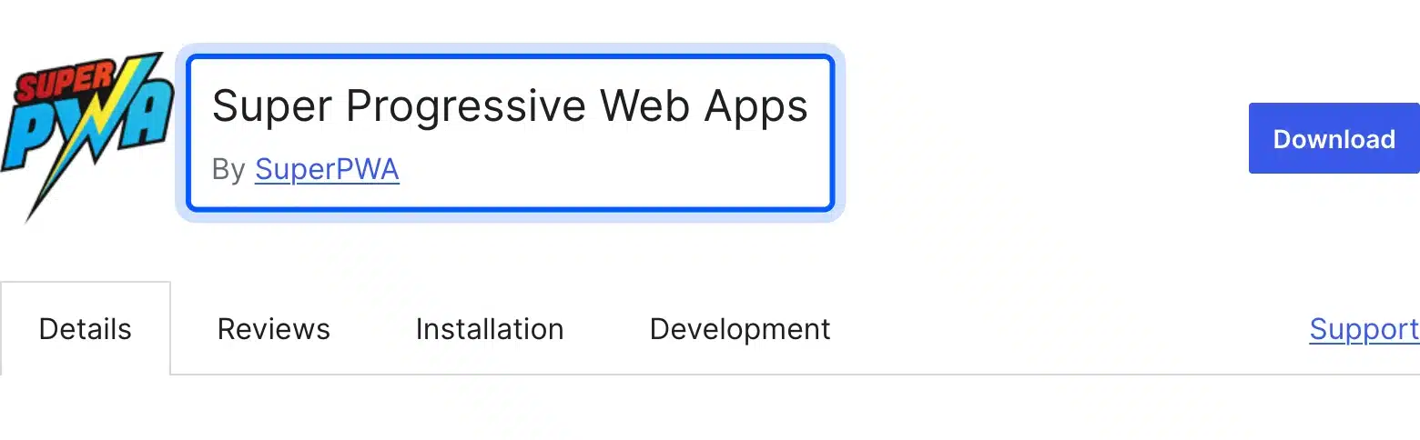 Super Progressive Web Apps plugin listing on WordPress.org