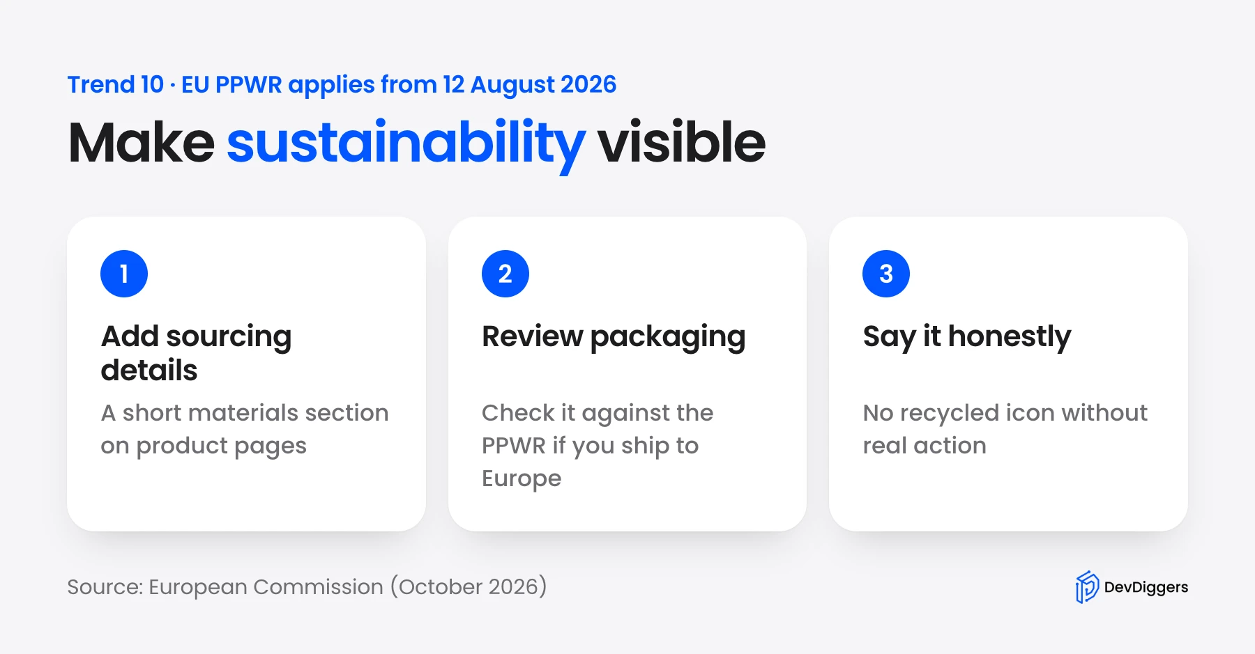 Three sustainability steps for product pages and packaging under the EU PPWR