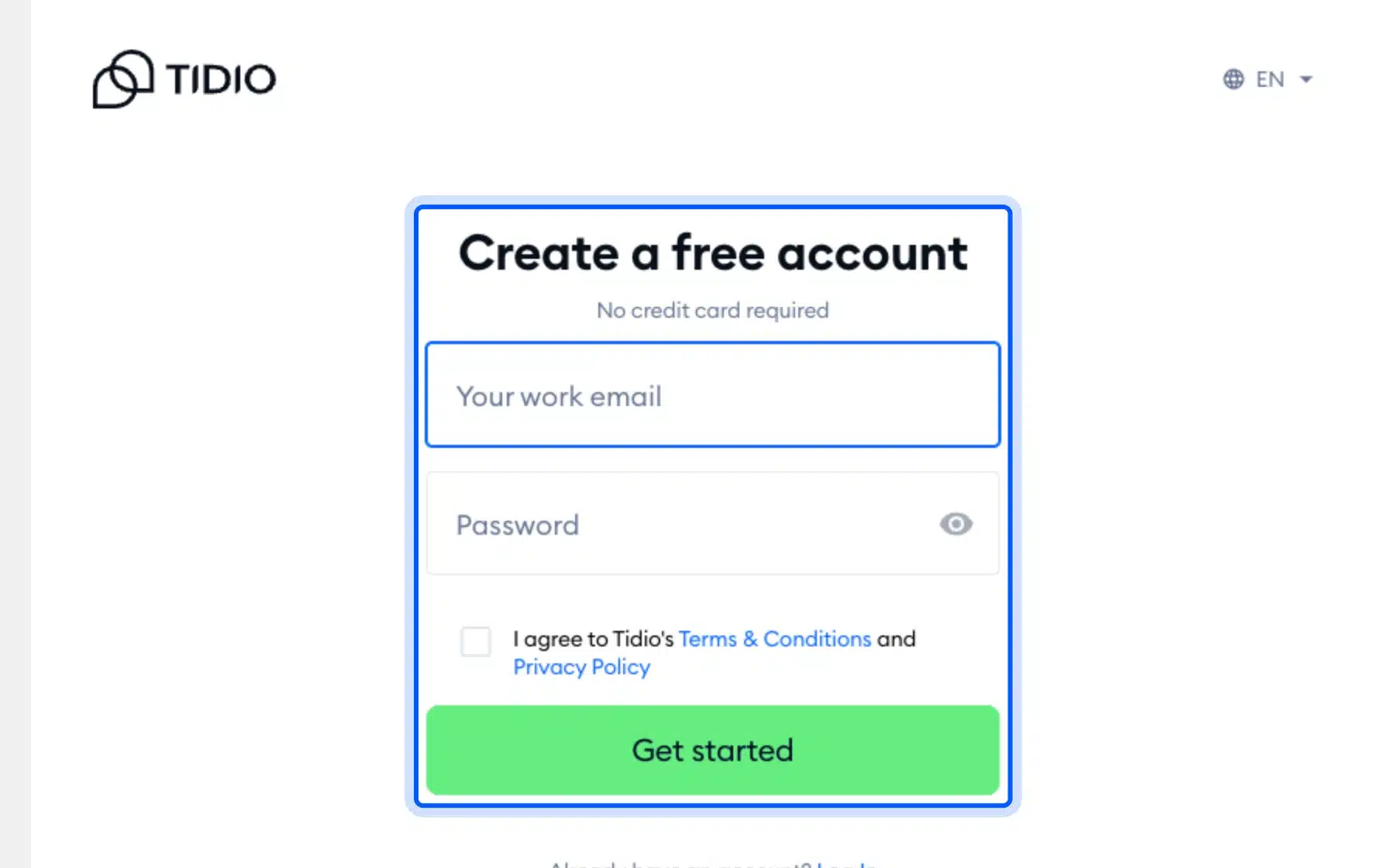 Tidio live chat plugin asking to create an account in WordPress