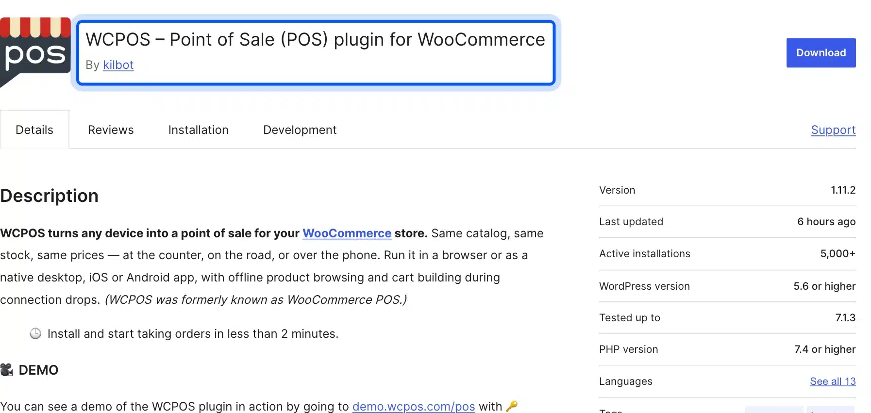 WCPOS plugin listing on WordPress.org