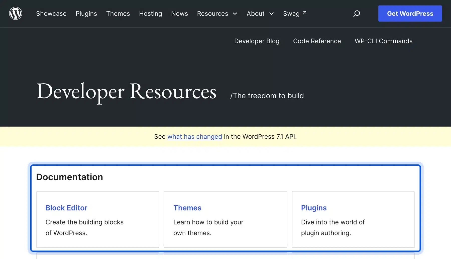 Documentation website made with WordPress