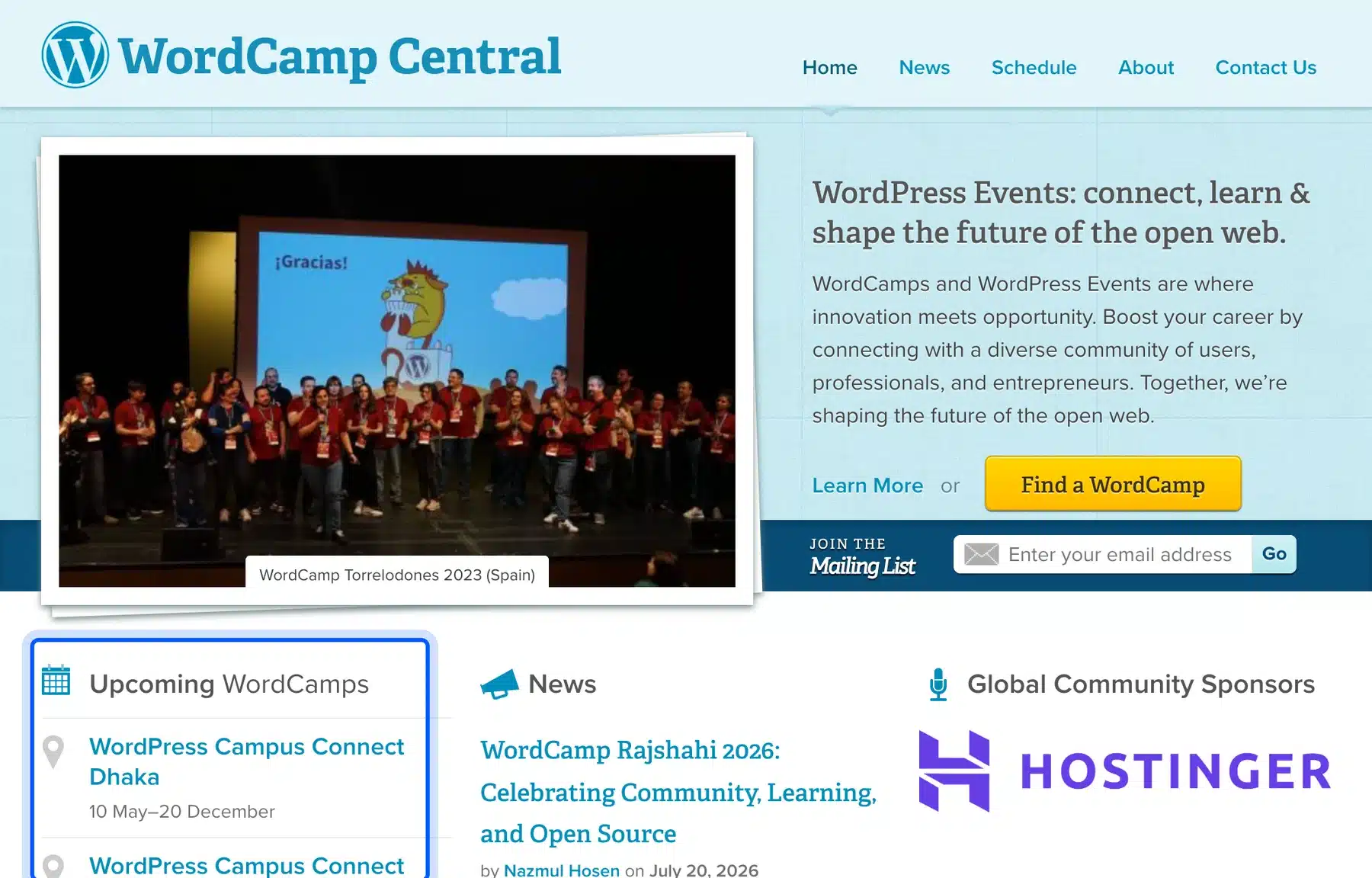 Events website made with WordPress