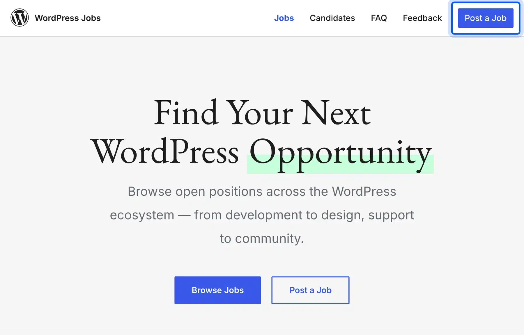 Job board website made with WordPress