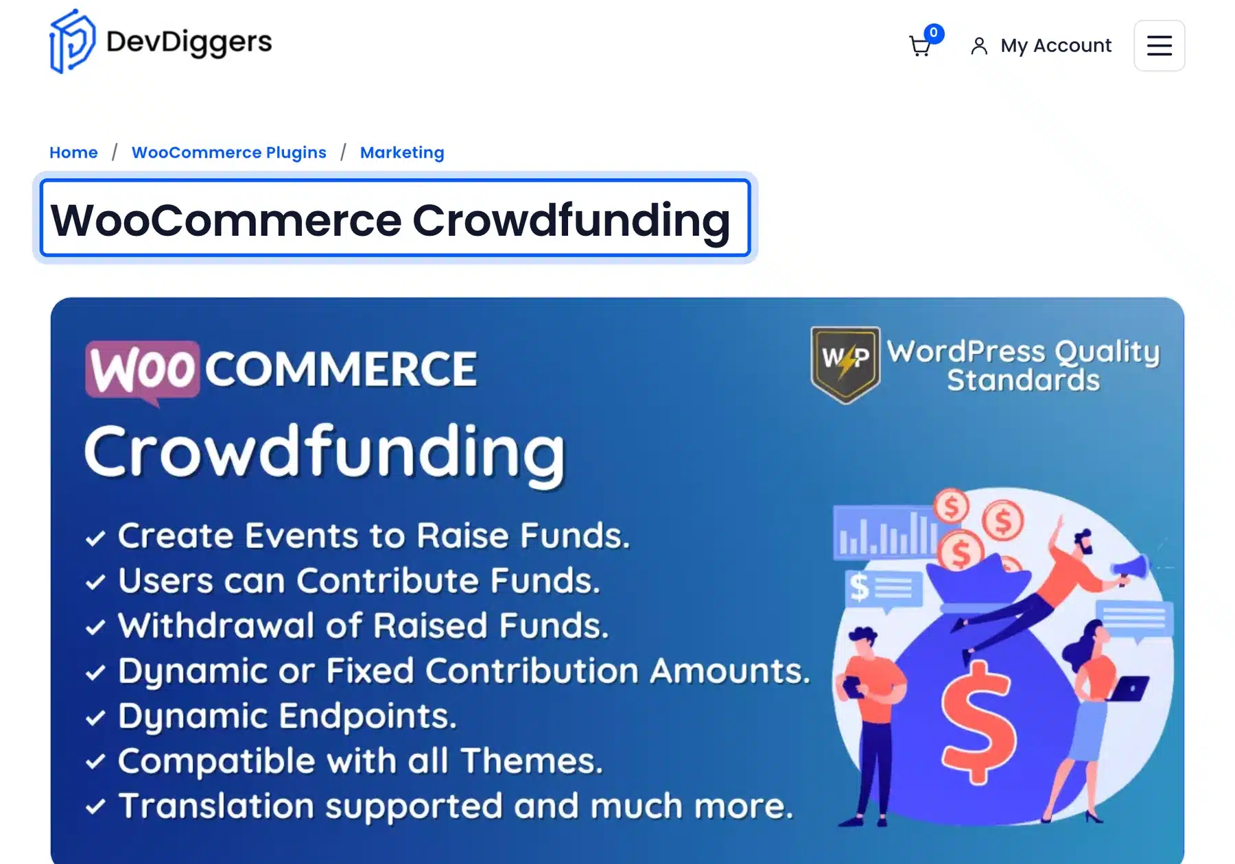 WooCommerce Crowdfunding plugin for a WordPress crowdfunding site