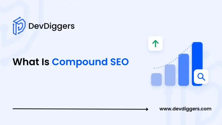 Flat rising bar chart icon beside the title What Is Compound SEO