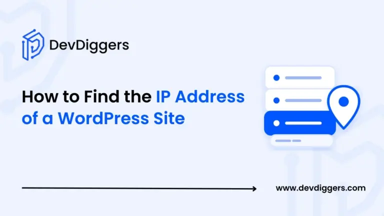 Flat server stack with map pin icon beside the title How to Find the IP Address of a WordPress Site
