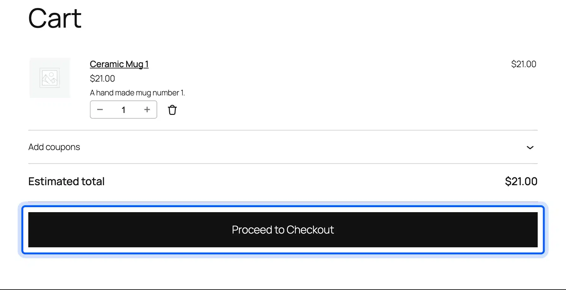 Proceed to Checkout button on the WooCommerce cart page