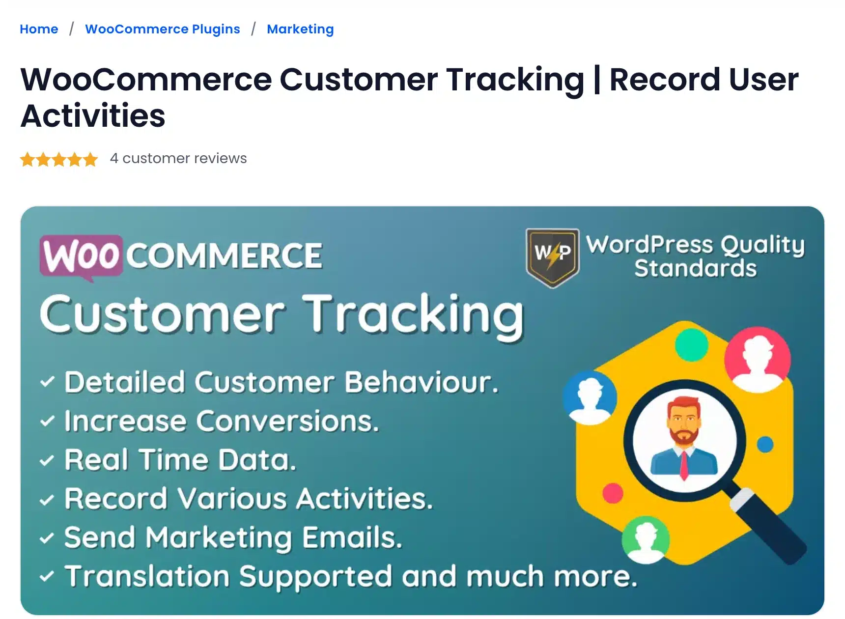 WooCommerce Customer Tracking plugin product page on DevDiggers