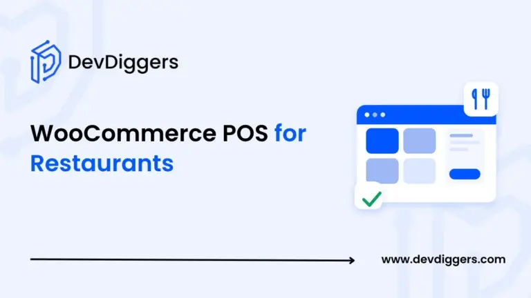 Flat point of sale window with fork and knife icon beside the title WooCommerce POS for Restaurants