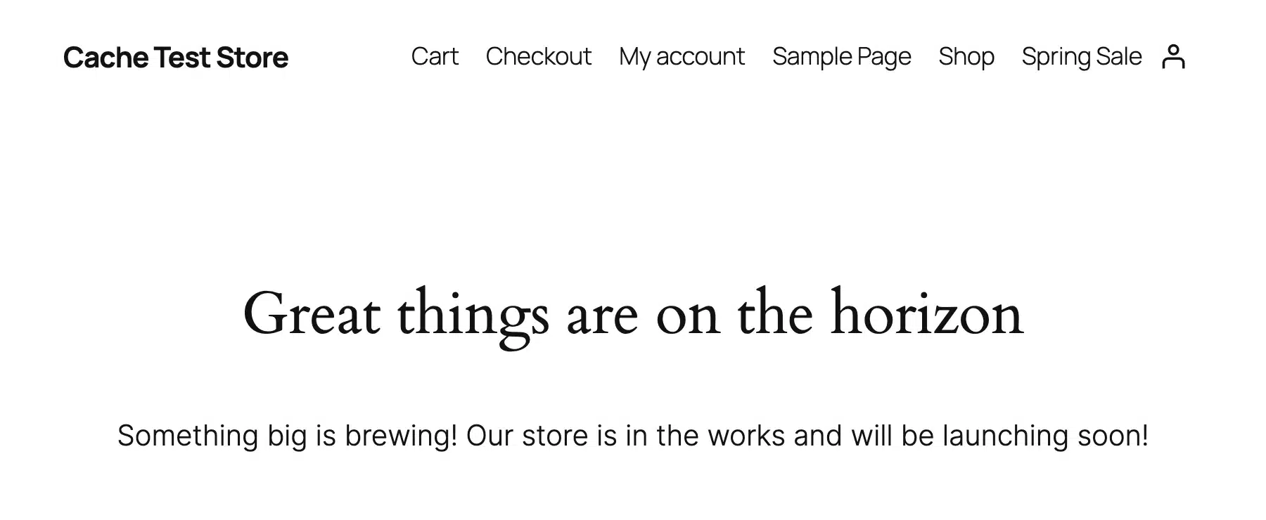 WooCommerce store page showing a coming soon message to visitors