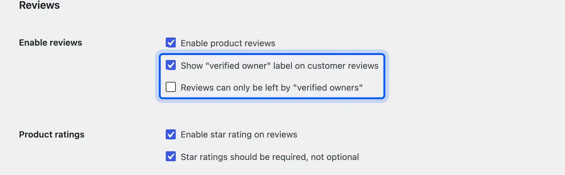 WooCommerce verified owner label setting for product reviews