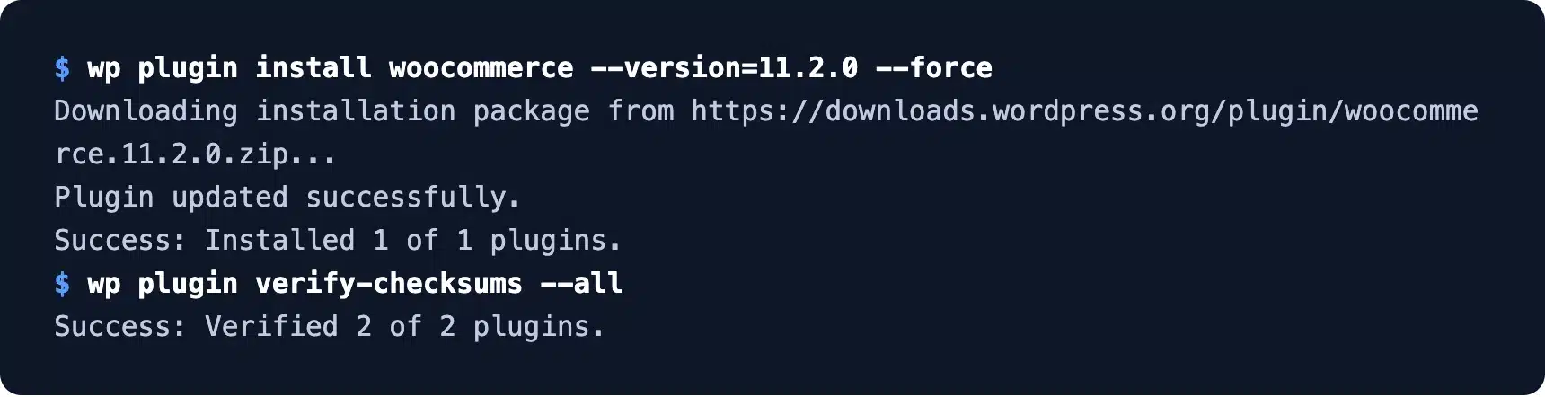 WooCommerce reinstalled from WordPress.org and plugin checksums verified