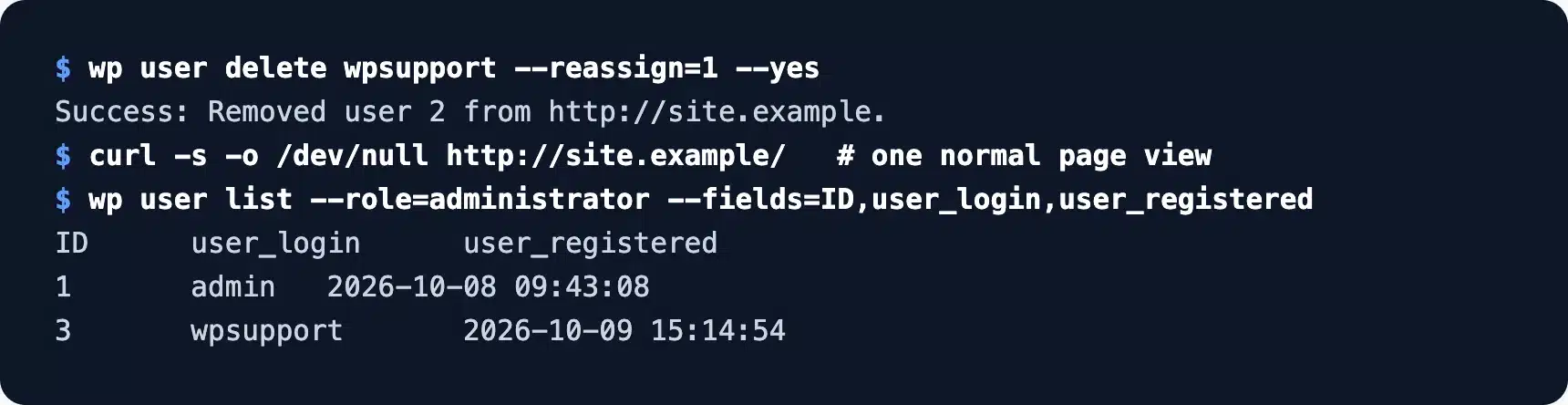 Rogue WordPress admin account recreated after deletion, a reinfection example