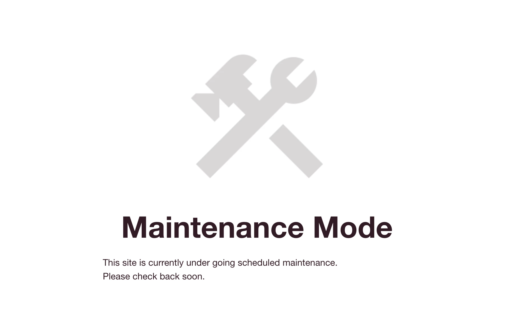 Maintenance mode holding page a visitor sees